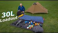 30 Litre Wild Camping Kit Loadout | Military Surplus Backpack | British Army 30L Daypack