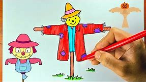 How to draw scarecrow - coloring scarecrow