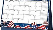 Small Desk Calendar 2024-2025, Monthly Desktop Calendar from January 2024 to June 2025-18 Monthly Theme Design, Standing Flip Desk Calendar for Home Office School (Blue)