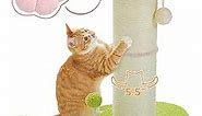PEQULTI Flower Cat Scratching Post, Small Cat Tree, Tall Cat Scratcher for Indoor Cats with Super Thick Scratching Post [Dia=5.5''], Removable Flower Cat Bed, Cat Scratch Post with Spring Ball, Pink