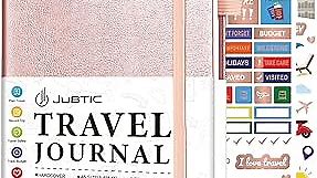 JUBTIC Travel Planner, Travel Journal for Women & Men, Vacation Planner with Pockets for Keepsakes, Travel Diary & Notebook for 6 Trips, Bucket List Journal, A5 Size Trip Planner, Travel Gifts (Rose Gold)