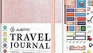 JUBTIC Travel Planner, Travel Journal for Women & Men, Vacation Planner with Pockets for Keepsakes, Travel Diary & Notebook for 6 Trips, Bucket List Journal, A5 Size Trip Planner, Travel Gifts (Rose Gold)