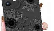 OOK Floral case for iPhone 11 Case, Cute Sunflower Floral Blooms Design Soft TPU Shockproof Protective for Women Girls Phone Cover - Black Flower