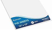 Mega Format Expanded PVC Plastic Sheets - 12" X 12" Rigid White Sheet for Crafts, Signage, & Displays - Sintra, Celtec PVC Board - Waterproof for Outdoors Use - 1/4" 6mm Thick - 1-Pk-White