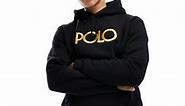Polo Ralph Lauren gold RRL print heavyweight fleece hoodie in black | ASOS