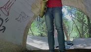 Circular breathing sax under a bridge 🙏 #solosax #circularbreathing #saxophone #technique | Wenzl - Traffic Cone Sax Man