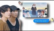BTS TEXTS - bts reacting to their memes that jimin found on pinterest
