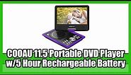 COOAU 11.5" Portable DVD Player w/5 Hour Recharge Battery | BEST Portable DVD Player For Kids | 2019