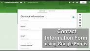 How to Create Contact information Form Using Google Forms