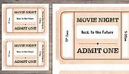 Printable Movie Night Ticket Template - Editable
