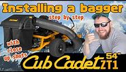 Installing A Double Bagger on a 50 inch Cub Cadet ZT1 Zero Turn Mower with close up video shots