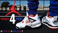 EARLY LOOK!! JORDAN 4 "WHAT THE" REVIEW & ON FEET W/ LACE SWAP!!
