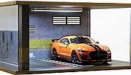 1/18 Scale Model Car Display Case - 1:18 Car Garage Display Case with Clear Acrylic Cover and LED Lighting for Die-Cast Cars, 2 Parkings D5