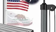 Heavy Duty Flag Pole - 25 FT 12 Gauge Extra Thick Aluminum Flagpole Kit for Outside House In Ground - 100MPH Wind Tested