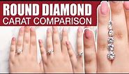 Round Diamond Size Comparison on Hand carat 1 2 3 0.5 ct 0.75 1.5 0.7 0.6 Natural & Lab Diamonds