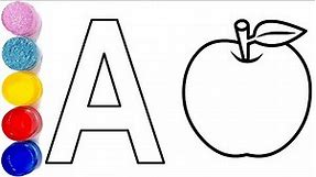 A for apple | apple coloring pages | Apple Drawing and Coloring Pages for Kids Toddlers