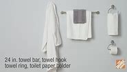 MOEN Eva 4-Piece Bath Hardware Set with 24 in. Towel Bar, Paper Holder, Towel Ring, and Robe Hook in Brushed Nickel EvaBN4PC24