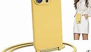 Blaspins Crossbody Lanyard Strap Case for iPhone 12, Neck Cross Body, Adjustable Holder Removable, Drop Protection Shockproof, Hands-Free Silicone Case Cover 6.1 inch, 150 cm Strap, iP12 - Yellow
