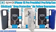 Speck Presidio2 Pro/Grip/Lux: Great iPhone 15 Pro Protective Cases with ClickLock Mega MagSafe Hold!