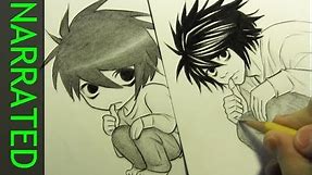 How to Draw Chibi "L" from Death Note [Narrated Step by Step]