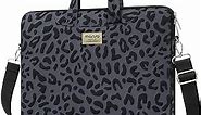 MOSISO Laptop Shoulder Bag Compatible with MacBook Air 13 inch M2 M1 2023-2018 / Pro 13 M2 M1 2023-2016, Surface Pro 8/7/6/X/5/4/3, 12.9 iPad Pro, Leopard Grain Briefcase Sleeve with Belt