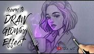 How to draw Glowing effect | Glowing effect drawing step by step tutorial