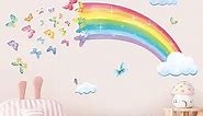decalmile Rainbow Wall Decals Unicorn Rainbow Butterflies Clouds Wall Stickers Baby Nursery Girls Bedroom Daycare Wall Decor Gifts for Girls