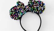 PAITTY Pearl Mouse Ears Bow Headbands, Sparkle Minnie Ears Headband Glitter Hair Band for Party Princess Decoration Cosplay Costume Sky Blue