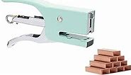 #10 Mini Green Plier Stapler with Staples Set Cute No.10 Manual Stapler with 1000 Rose Gold Staples for Office and Home Accessories Supplies(Green Plier Stapler)