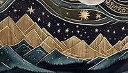 Tapzen Mountain Forest Tapestry Boho Landscape Moon Stars Tapestry for Bedroom Aesthetic Nature Tapestry Wall Hanging Trees Wall Tapestry for Bedroom Living Room Classroom Dorm (90 x 60 inches)