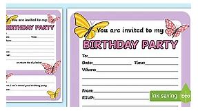 Butterfly Party Invitation Template