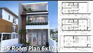 SketchUp 3 Story Home Plan 6x12m