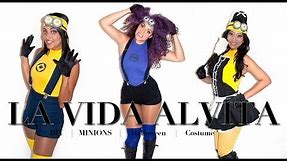 DIY Hot Minion Halloween Costume Tutorial, No Sewing!!! yellow minion, purple minion and maid minion