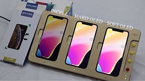 The compare INCELL vs OLED Hard vs OLED Soft screen of iPhone X