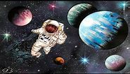 Astronaut Lost in Space Spray Paint Art