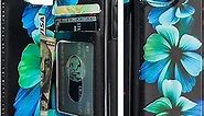 HAOPINSH for iPhone SE(2022) iPhone SE(2020) iPhone 7/8 Wallet Case with Card Holder, Blue Florals Back Flip PU Leather Kickstand Card Slots Case, Double Magnetic Clasp Shockproof 4.7"