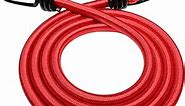SGT KNOTS - Bungee Cord with Hooks | Marine Grade Shock Cord with 2 Hooks - Heavy Duty Elastic Cord - Bunjie Cords Strap - Bungees for Tie Downs, Camping, & Cars (32 in - Red, 4Pack)