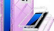 YmhxcY Galaxy S7 Edge Case, Drop 3 Layer Durable Cover (No Screen Protector) Solid Rubber Case / 16ft Test Clear Case for Samsung Galaxy S7 Edge-Transparent Purple