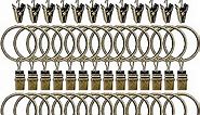 40 Pack Curtain Rings with Clips, Curtain Clip Rings Hooks, Bow Hanger Clips for Hanging Drapery Drapes Bows, Ring 1.26 inch Interior Diameter, Fits up to 1" Rod, Bronze