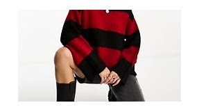 ASOS DESIGN oversized sweater in red and black stripe | ASOS