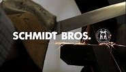 Schmidt Brothers - Brass & Walnut 4-Piece Jumbo Steak Knife Set, High-Carbon German Stainless Steel Cutlery in a Wood Gift Box