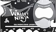 Wallet Ninja Multitool Card – 18 in 1 Credit Card Multi-Tool (Bottle Opener, Can Opener, Screwdrivers, Phone Stand & More) – Black