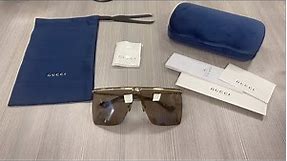 Gucci GG1096S 002 Sunglasses Men's Gold/Havana/Brown Lens Shield 99-1-135