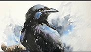 watercolor Raven paint along tutorial demo