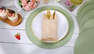 KesaPlan 100PCS Sage Green Paper Placemats, 13" Disposable Round Placemats for Dining Table, Green Charger Place Mat for Kitchen Banquet Table Setting Wedding Birthday Dinner Party Decor