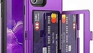 WeLoveCase iPhone 12 Pro Max Wallet Case - Shockproof Heavy Duty Protection, Credit Card Holder & Hidden Mirror, Purple (6.7 inch)