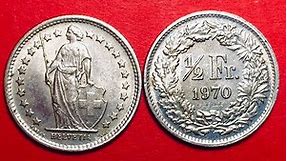 Switzerland 1/2 Franc Coins 1970