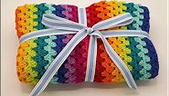 Rainbow Granny Stripes Baby Blanket Crochet Tutorial for Right-Handed