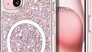 Hython Case for iPhone 15 Plus Case Glitter, Cute Clear Glitter Sparkly Shiny Bling Sparkle Cover, Anti-Scratch Soft TPU Thin Slim Fit Shockproof Protective Phone Cases Women Girls, Shiny Rose Pink