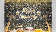 3.85US $ 25% OFF|Gold Glitters Happy Birthday Party Backdrop Diamond Champagne Pattern Customized Poster Headboard Photography Background Banner - Backgrounds - AliExpress